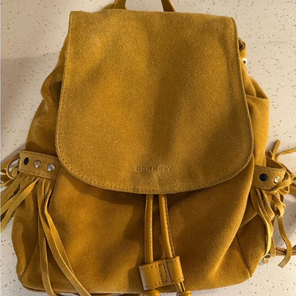 Mustard Suede Backpack